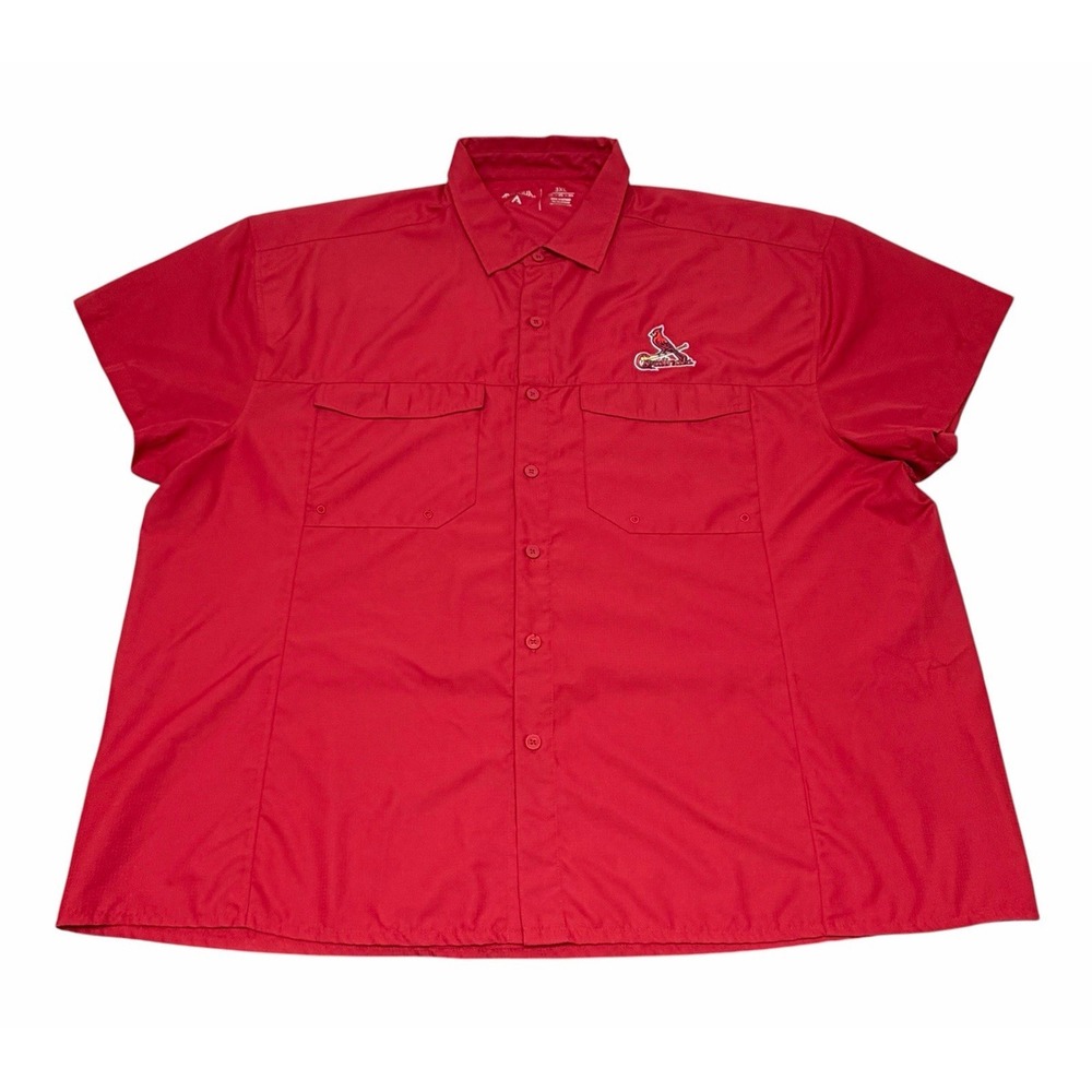Antigua St Louis Cardinals Button Up Shirt Mens 3XL Red MLB Embroidered Vented